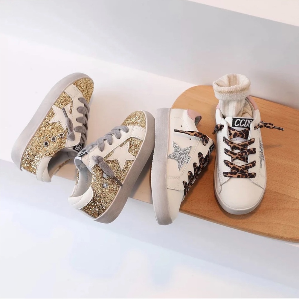 Kids White and Pink Sneakers